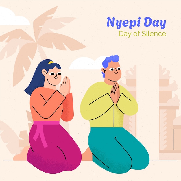 Vector gratuito la ilustración de nyepi es plana.