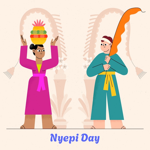 Vector gratuito la ilustración de nyepi es plana.