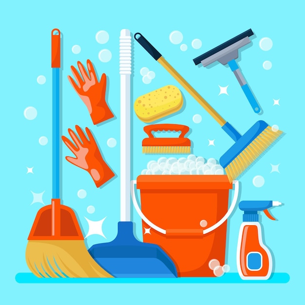Vector gratuito ilustración de objetos de limpieza de superficies