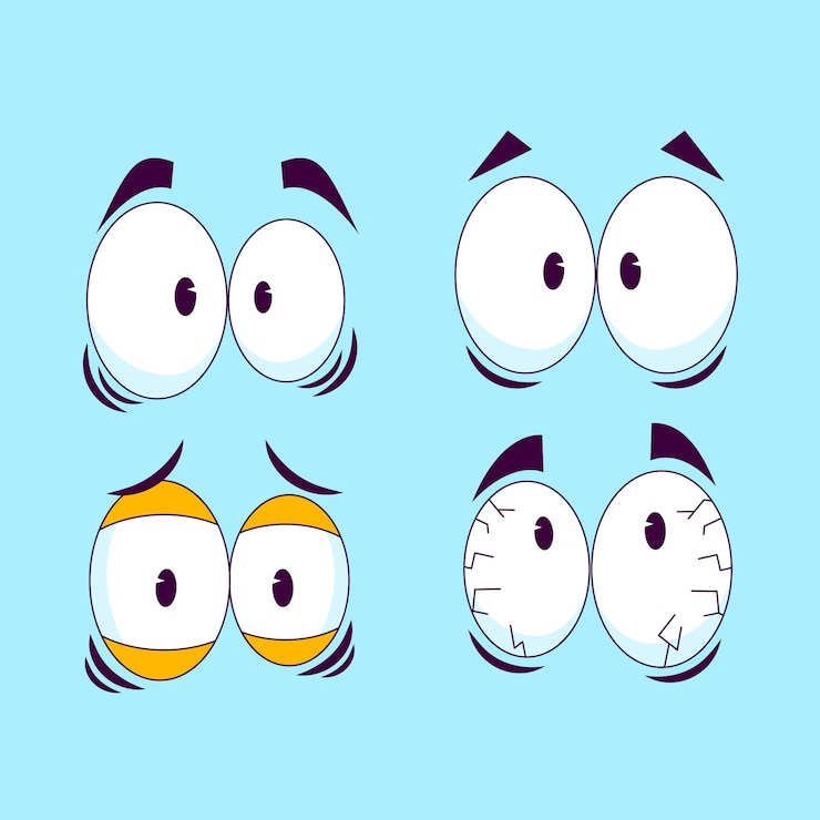 Vector gratuito ilustración de ojos asustados de dibujos animados dibujados a mano