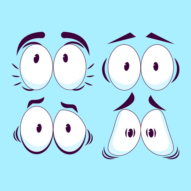 Ilustración de ojos asustados de dibujos animados dibujados a mano