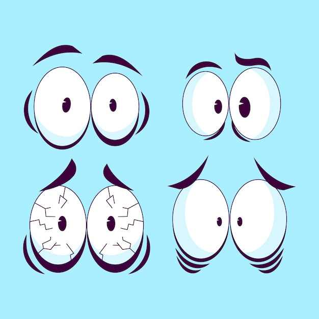 Vector gratuito ilustración de ojos asustados de dibujos animados dibujados a mano
