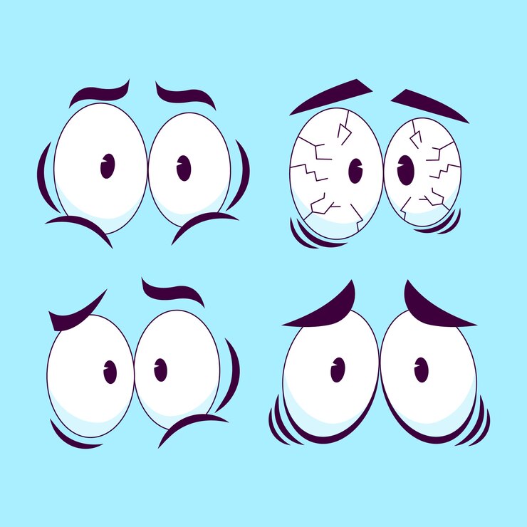 Vector gratuito ilustración de ojos asustados de dibujos animados dibujados a mano