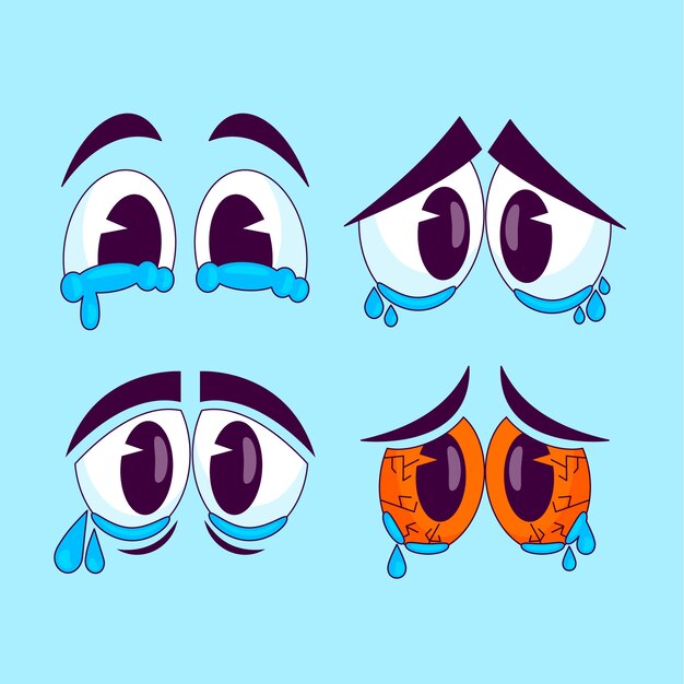 Ilustración de ojos tristes de dibujos animados dibujados a mano