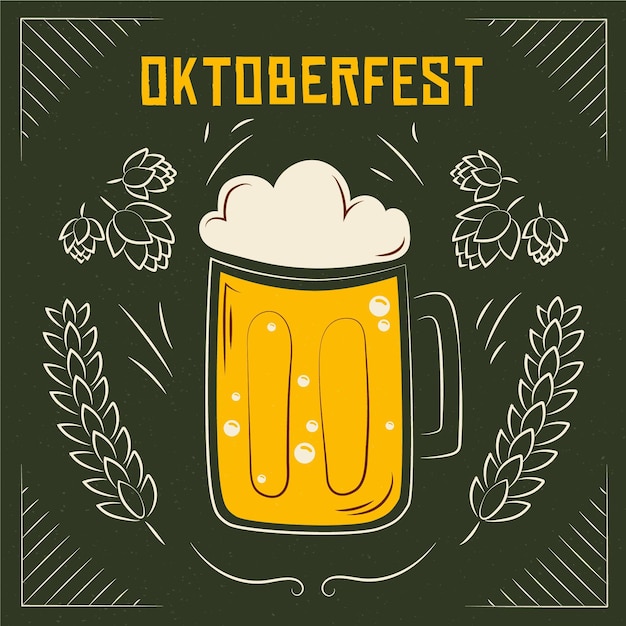 Vector gratuito ilustración de la oktoberfest con una pinta de cerveza