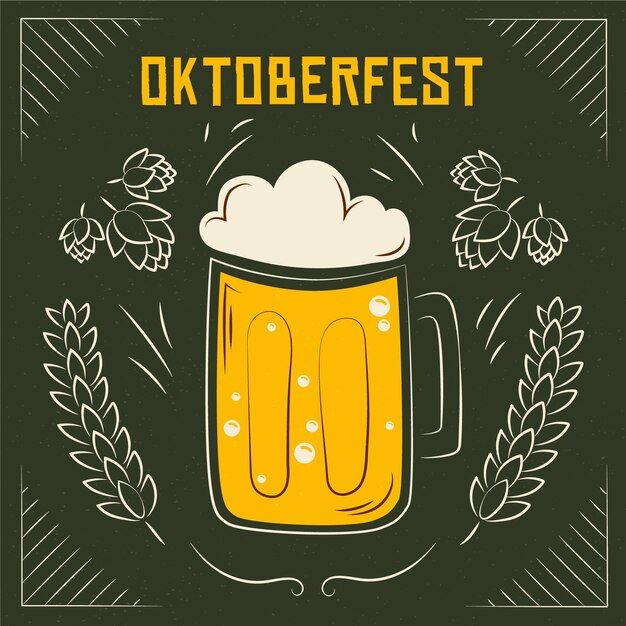 Ilustración de la Oktoberfest con una pinta de cerveza