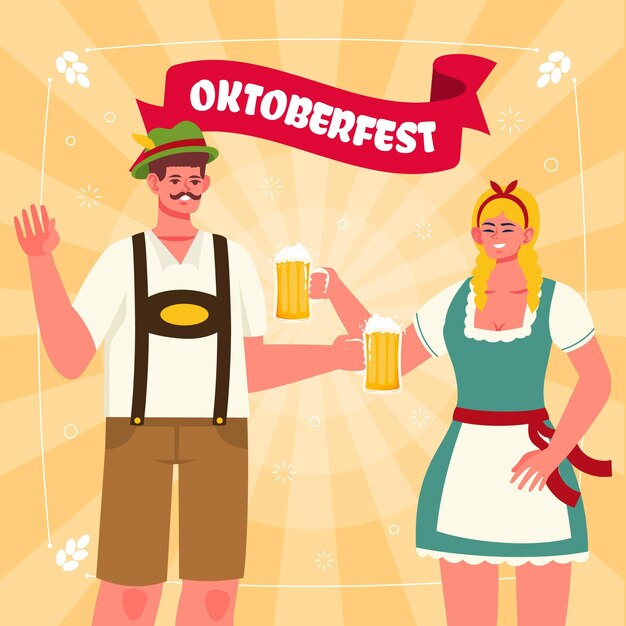 Ilustración de oktoberfest plana