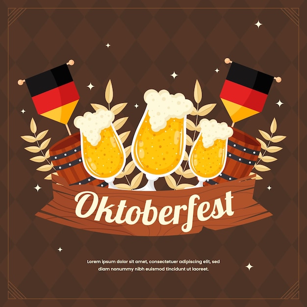 Vector gratuito ilustración de oktoberfest plana