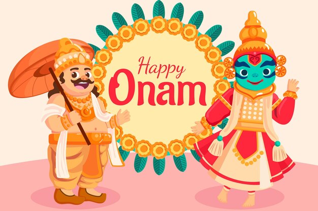 Ilustración de onam indio de dibujos animados