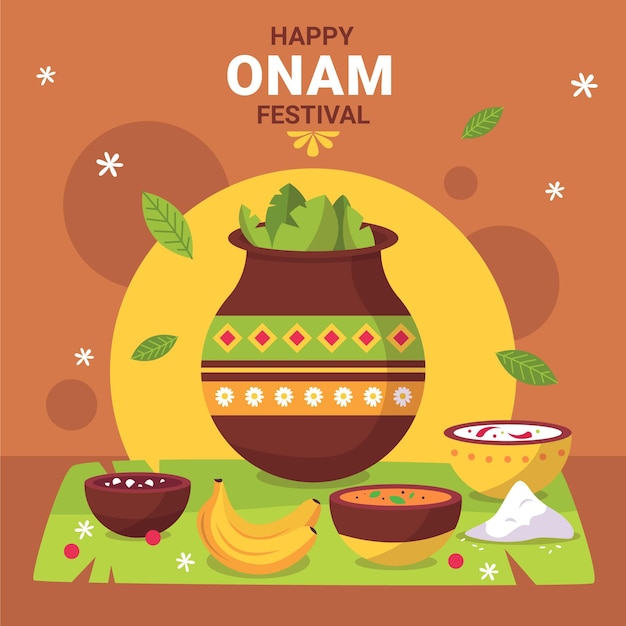 Ilustración de onam indio plano