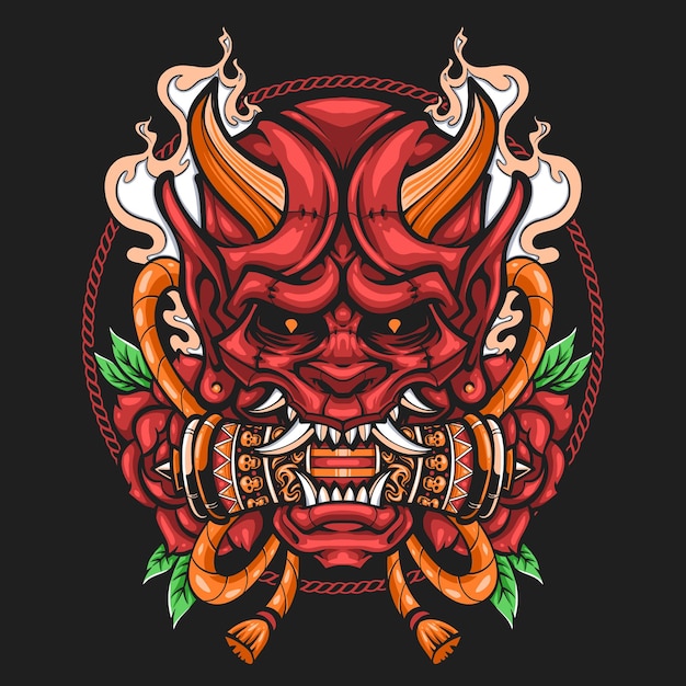 ilustración de oni rojo japonés demonio