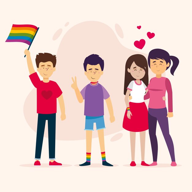 Ilustración orgullo día personas celebrando diseño