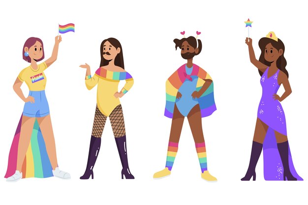 Ilustración orgullo día personas celebrando