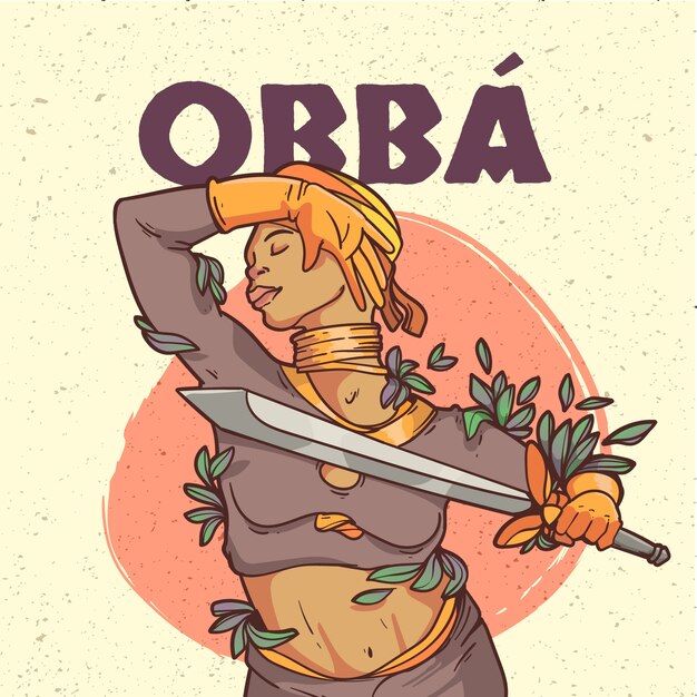 Ilustración de orishas dibujados a mano