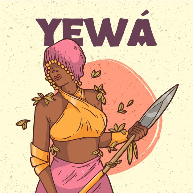 Ilustración de orishas dibujados a mano