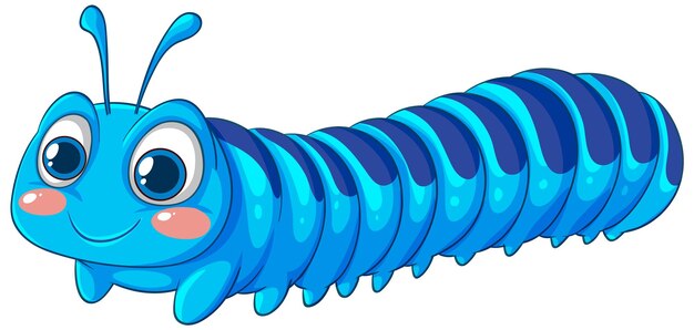 Ilustración de la oruga azul de dibujos animados