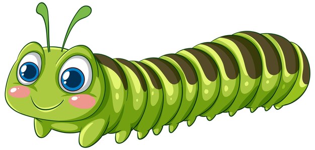 Ilustración de la oruga verde de dibujos animados