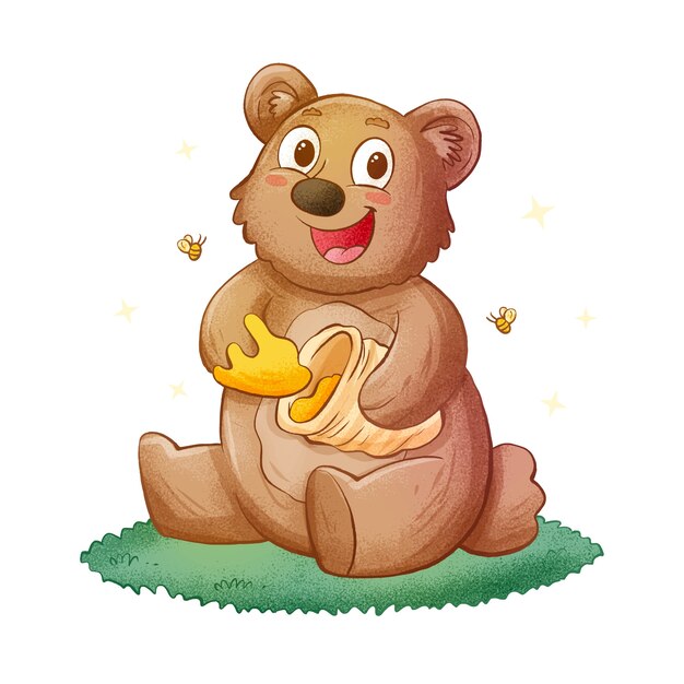Ilustración de oso de dibujos animados dibujados a mano