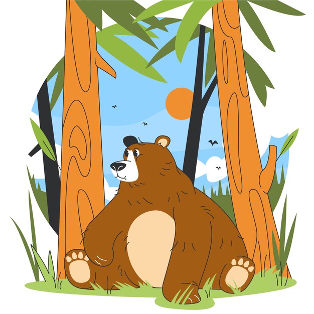 Ilustración de oso de dibujos animados dibujados a mano