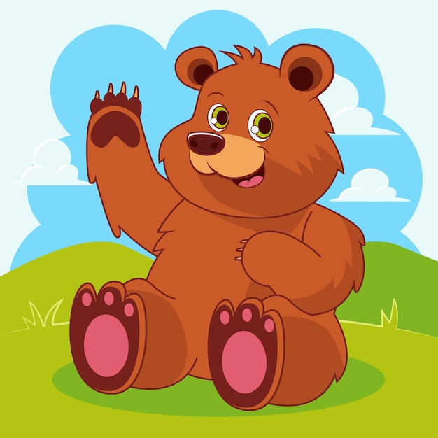 Ilustración de oso de dibujos animados dibujados a mano