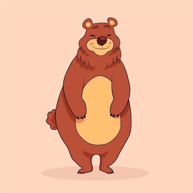 Vector gratuito ilustración de oso de dibujos animados dibujados a mano