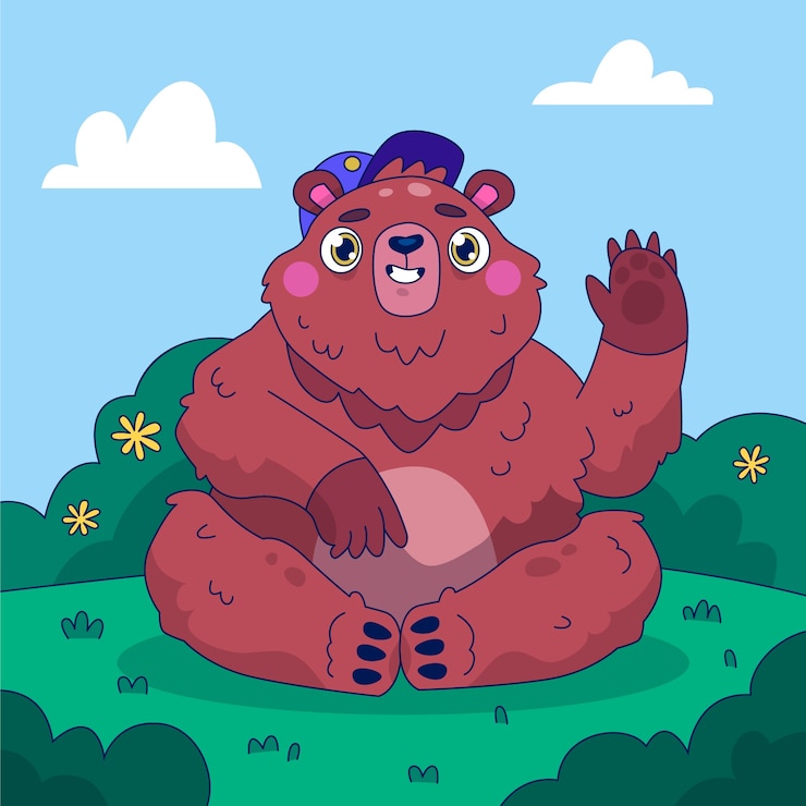 Vector gratuito ilustración de oso de dibujos animados dibujados a mano