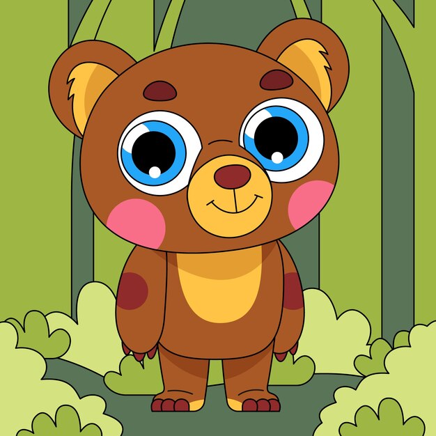 Ilustración de oso de dibujos animados dibujados a mano