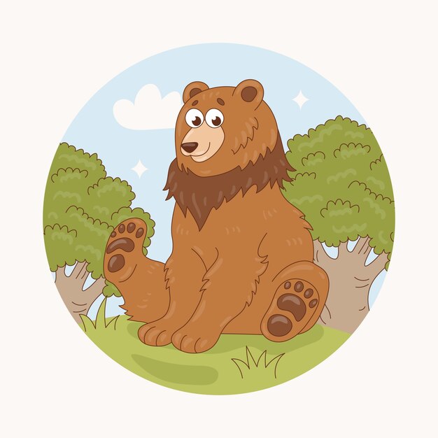 Ilustración de oso de dibujos animados dibujados a mano