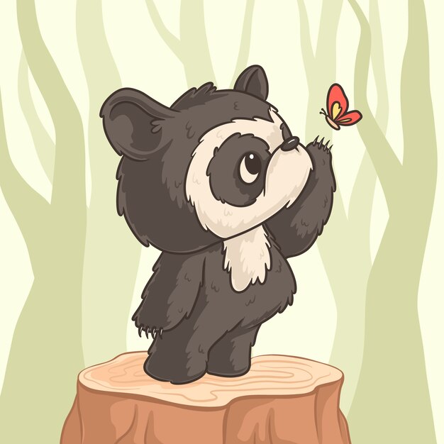 Ilustración de oso de dibujos animados dibujados a mano
