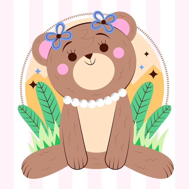 Vector gratuito ilustración de oso femenino dibujado a mano