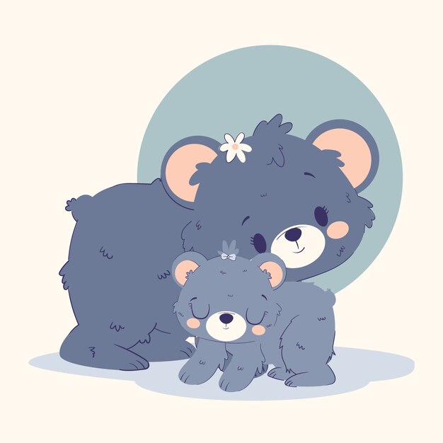 Ilustración de oso femenino dibujado a mano
