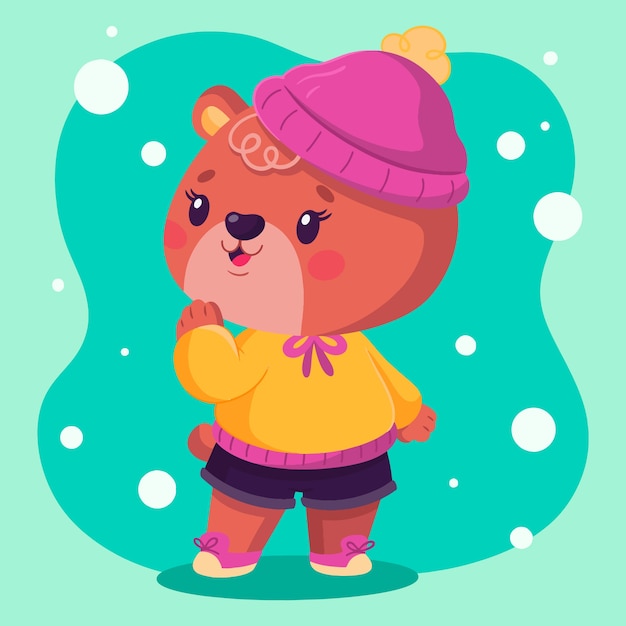 Vector gratuito ilustración de oso femenino dibujado a mano