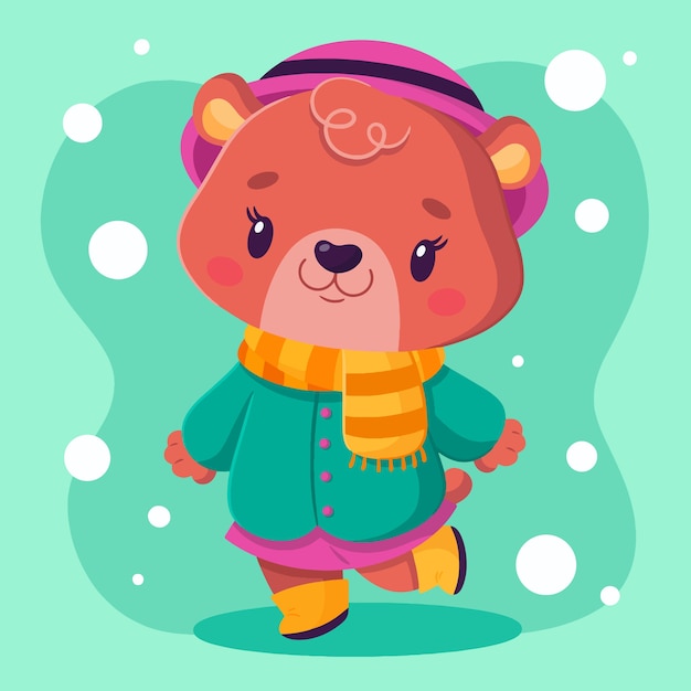 Vector gratuito ilustración de oso femenino dibujado a mano