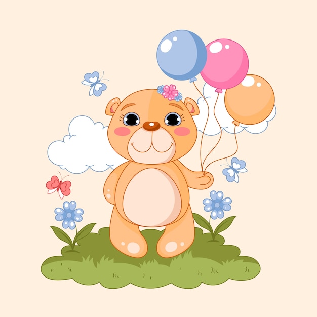 Ilustración de oso femenino dibujado a mano