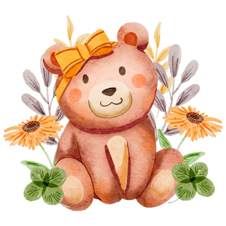 Vector gratuito ilustración de oso hembra acuarela animales