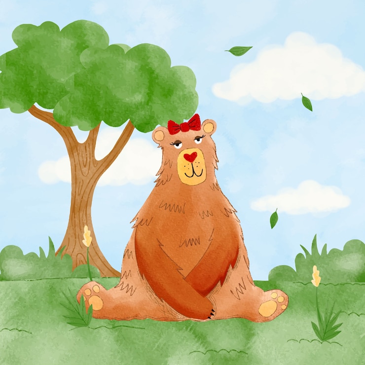 Vector gratuito ilustración de oso hembra acuarela