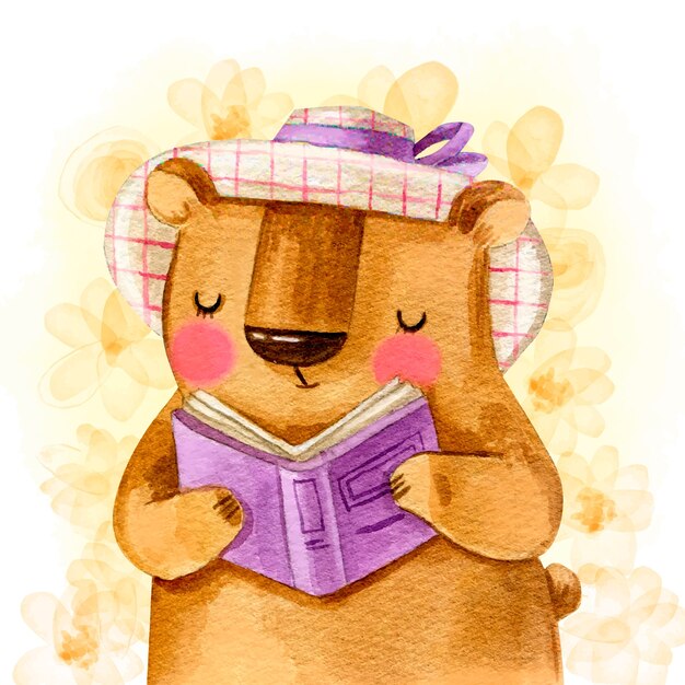 Ilustración de oso hembra acuarela