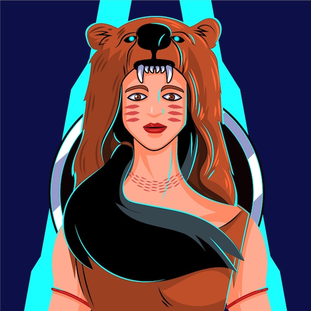 Ilustración de oso hembra de diseño plano