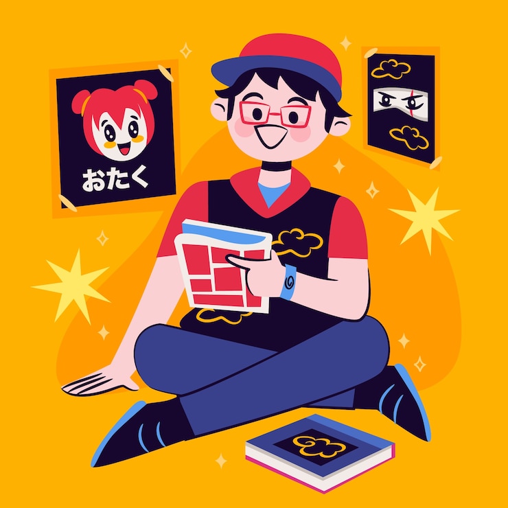 Vector gratuito ilustración otaku dibujada a mano
