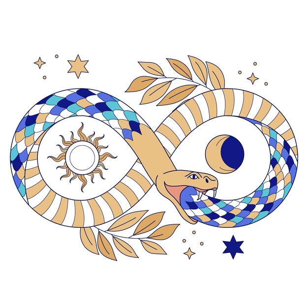 Ilustración de ouroboros dibujada a mano