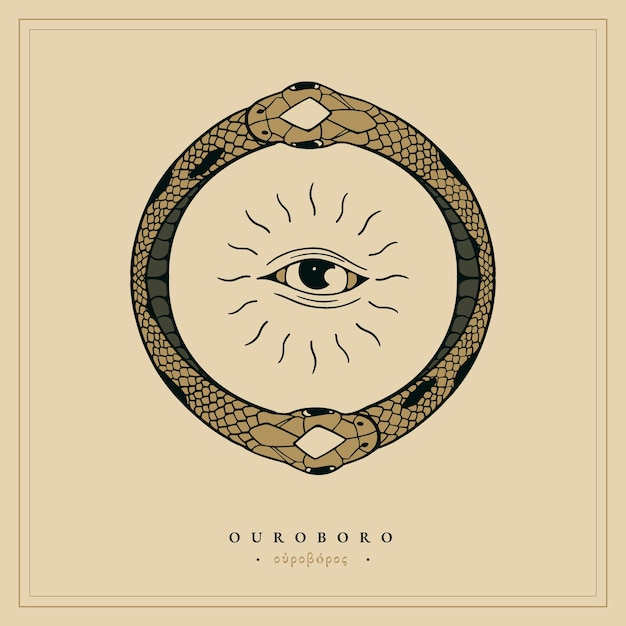 Ilustración de ouroboros dibujada a mano