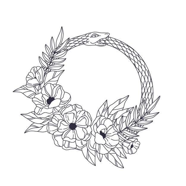 Ilustración de ouroboros dibujada a mano