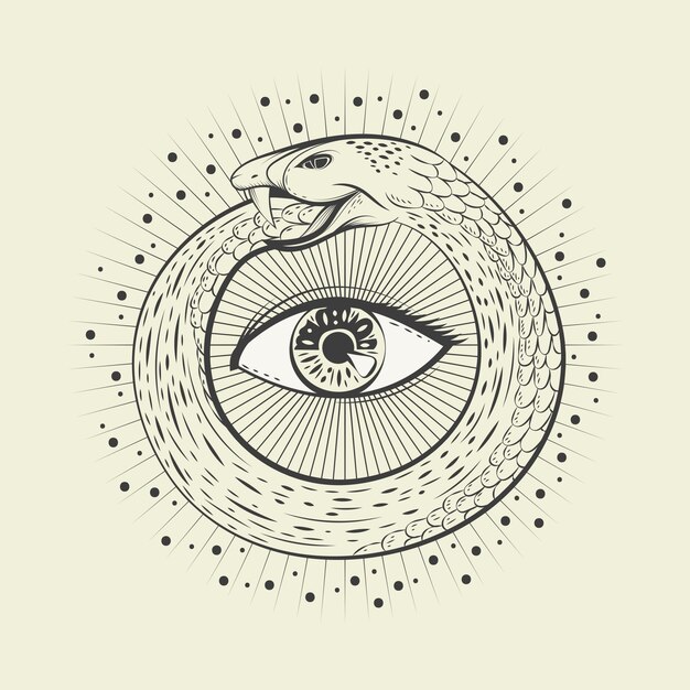 Ilustración de ouroboros dibujada a mano