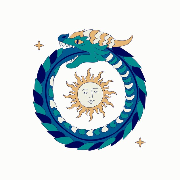 Ilustración de ouroboros dibujada a mano