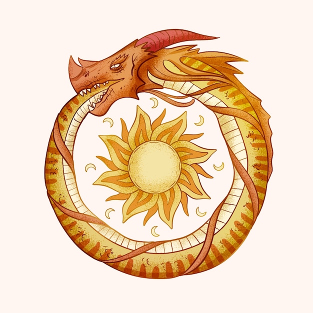 Vector gratuito ilustración de ouroboros dibujada a mano