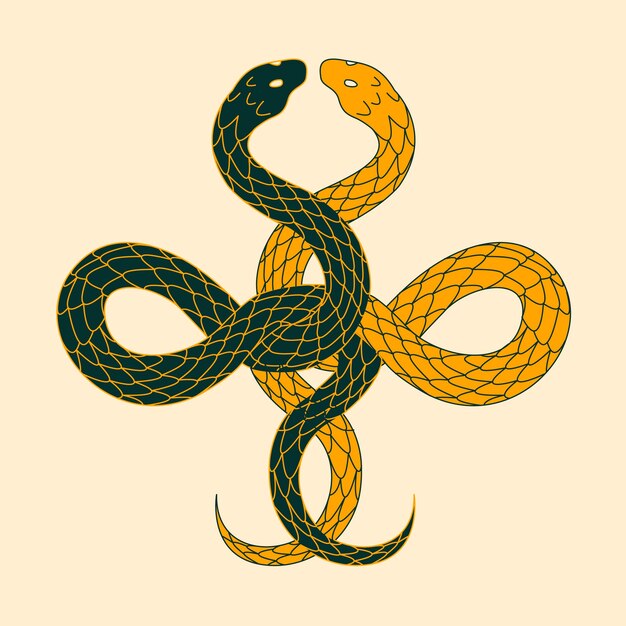 Ilustración de ouroboros de diseño plano