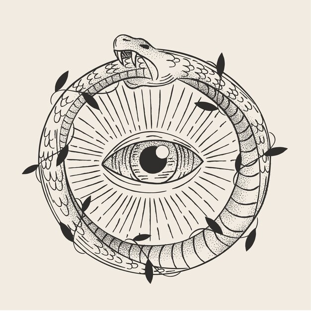 Ilustración de ouroboros de diseño plano