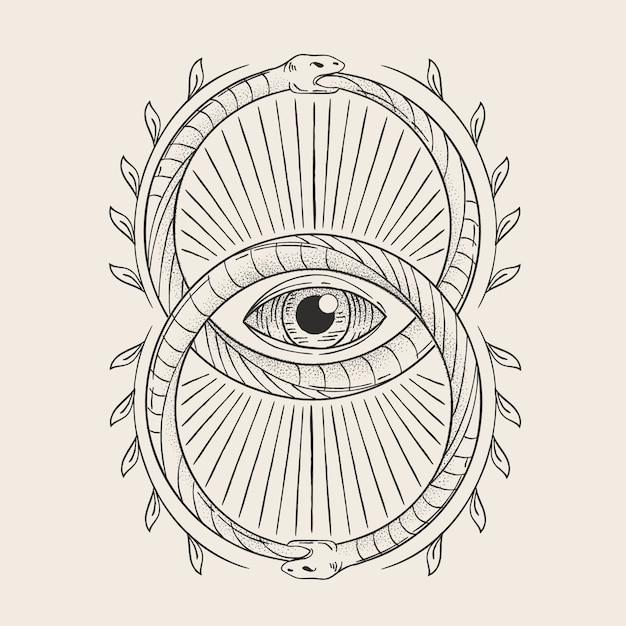 Ilustración de ouroboros de diseño plano