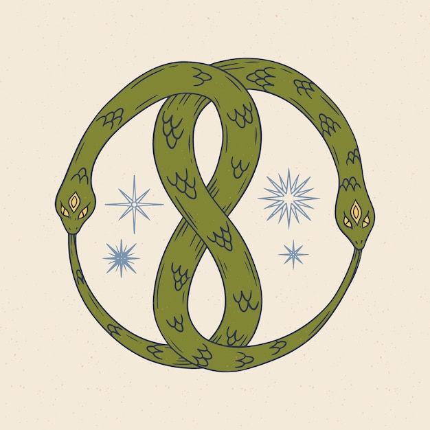Ilustración de ouroboros de diseño plano