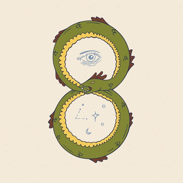 Ilustración de ouroboros de diseño plano